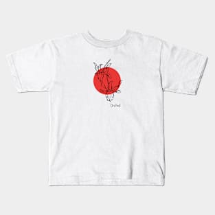 Orchid on red circle Kids T-Shirt